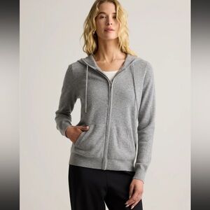 Quince Mongolian Cashmere Full Zip Hoodie Heather Gray NWT Medium